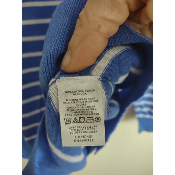 Ann Taylor Outlet Lightweight Blue and white striped Cardigan Size Large Preppy - Picture 4 of 6